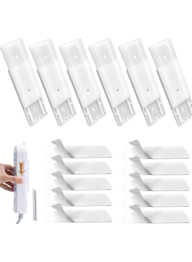 URbazaar 6 Set Double Sided Adhesive Wall Hooks,No Hole Plug-in Wall Socket Sticker Fixer Reusable Adapter Fixer,Desk Wall Mount,for WiFi Router,Remote Control,Punch-Free Plug Sticker Holder