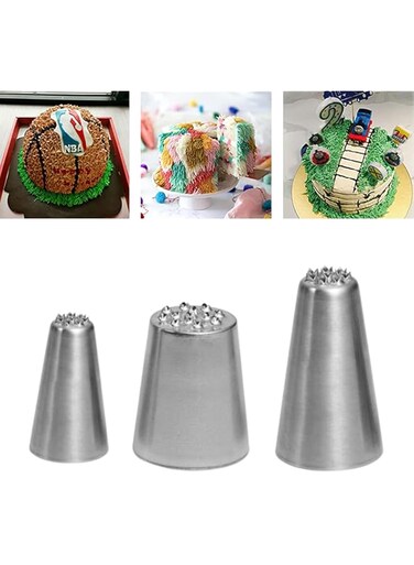 Suuker Grass Piping Tips Set, 3 Pieces Grass Piping Tips for Cake Decorating, Grass Tip for Cake Decorating, Frosting Piping Kit