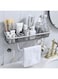 EZY LIFE Skincare Organizer For Bathroom Sink Countertop, Adhesive Bathroom Shelf, No Drilling Shower Caddy, Bathroom Organizer for Cosmetics Storage, Makeup Organiser, Toothbrush Holder &amp; Towel Bar