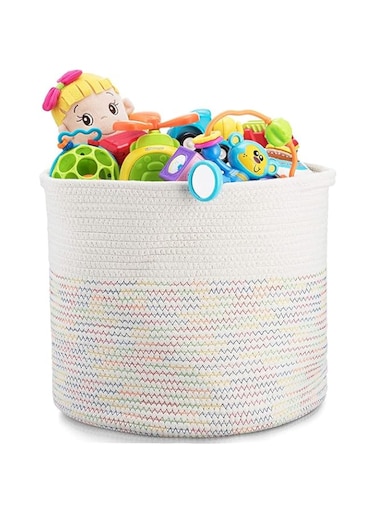 &eacute;&euro;&scaron;&ccedil;&rdquo;&uml; Large Woven Storage Laundry Basket 33*50cm Cotton Rope Organizer for Blanket Toys Towels Baby Nursery Hamper Bin with Handle