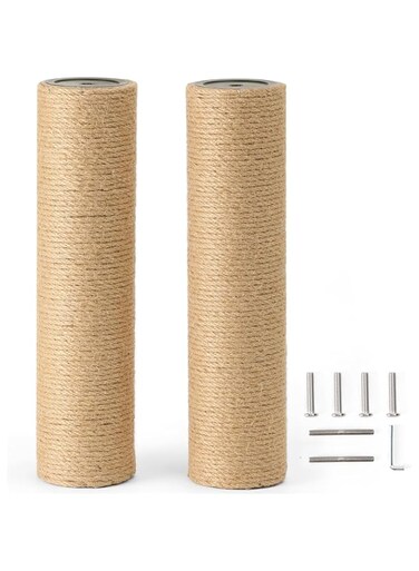 FUKUMARU 2 Pack Scratching Post Replacement, 3.5 X 12.6 Inch Natural Jute Rope Scratching Post Refill with M8 Screws