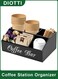 Rustic Wooden Coffee Station Organizer with 5 Compartments for Coffee Bar Accessories, Coffee Pods, Countertop Storage