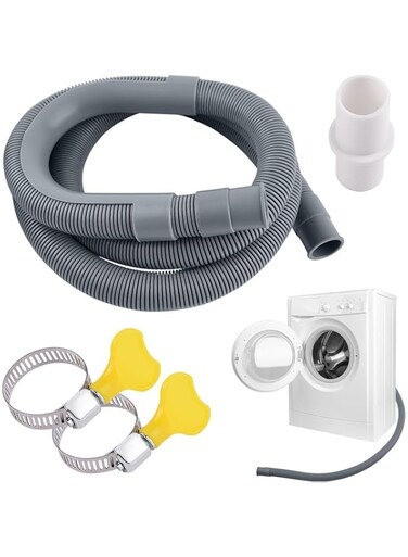 NALACAL Universal Drain Hose Extension Pipe Kit, Washing Machine Hose Extension, Replacement Drain Hose Extension for Tumble Dryer Machine, Dishwasher &amp; Other Applications, 2m (4m)