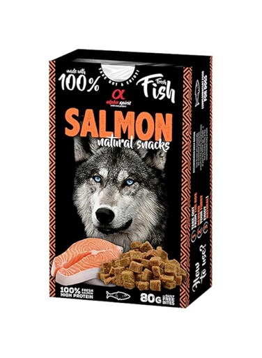 Alpha Spirit Natural Snacks For Dogs, Fresh Salmon Meat 80g