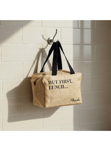 Box Jute Insulated Lunch Bag for Women