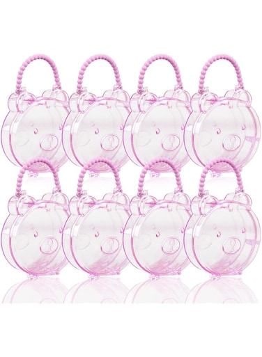 Azonee 8 Pack Plastic Storage Box, Small Plastic Box Mini Clear Storage Containers Plastic Beads Storage Containers for Beads, Crafts, Jewelry, Small Items for Kids (Bear)