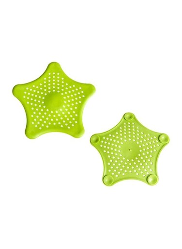 Baby 2-Piece Starfish Silica Gel Strainer Green 2x(15x14)cm