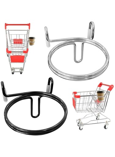 NALACAL Shopping Cart Cup Holder, 2 Pcs Shopping Cart Drink Holder for Hanging Shopping Cart Cup Holder Attachment Shopping Cart Metal Drink Holder for Hanging Coffee Tapered Cup (Simple)