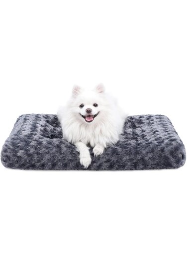 Kameety Washable Dog Bed Deluxe Plush Dog Crate Beds Comfy Kennel Pad Anti-Slip Pet Sleeping Mat for Large, Jumbo, Medium, Small Dogs Breeds (Dark grey, L)