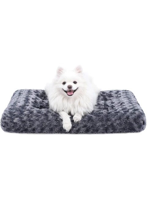 Kameety Washable Dog Bed Deluxe Plush Dog Crate Beds Comfy Kennel Pad Anti-Slip Pet Sleeping Mat for Large, Jumbo, Medium, Small Dogs Breeds (Dark grey, L)