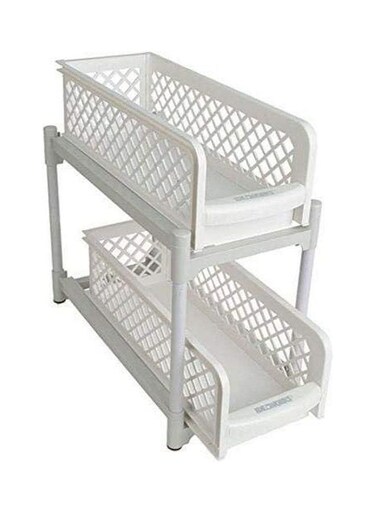 Tier Portable Basket Drawers Bathroom Kitchen Space Saving Storage Containers White 7x14cm