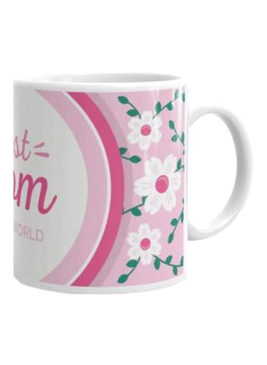 Qeen Best Mom Printed Ceramic Mug Pink/White//green