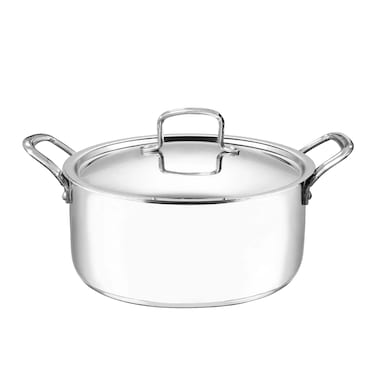 VINOD Smart Triply Stainless Steel Casserole with Lid, 24 cm Diameter, 5 Liter Capacity, Induction and Gas Stove Compatible, VTC024