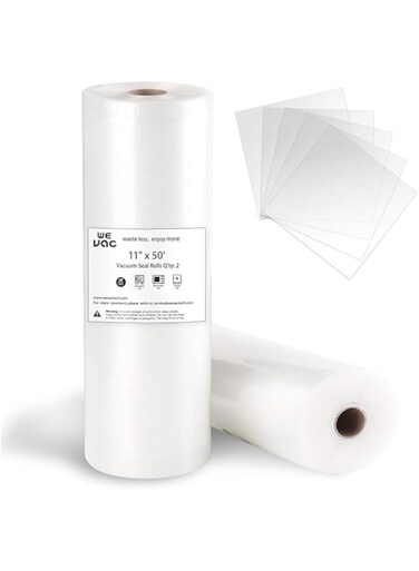 Wevac Vacuum Sealer Bags 11x50 Rolls 2 pack for Food Saver, Seal a Meal, Weston. Commercial Grade, BPA Free, Heavy Duty, Great for vac storage, Meal Prep or Sous Vide