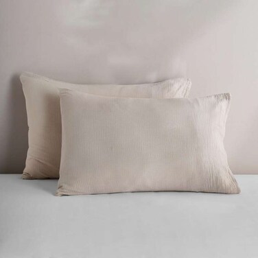 Home Feather Soft Muslin Pillow Case Set - Natural Beige