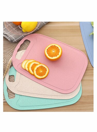 Mini Kitchen Cutting Board Mats Small Fruit Cutting Board Wheat Straw Plastic Cutting Boards, Juice Grooves, Thicker Boards Easy Grip Handle, Non Porous(13 Inch x 8.5 Inch) 3 Pack