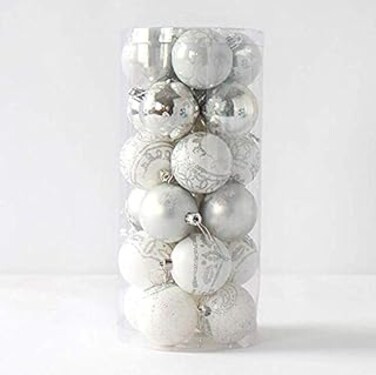 24pcs/lot 6cm Hand-painted Colorful Christmas Tree Ball for Christmas House Decoration-White