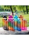 VIO&reg; Set of 3 Sports Water Bottles 3 Pack Motivational Bottles with Time Capacity Marker For School Office Home Gym Exercise Fitness Cycling Outdoor Men Women Kids 2000 900 500 ML (Orange Yellow Pink)