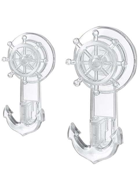 Suction Cup Hooks, 2 Pack Transparent Heavy Duty Vacuum Shower Hooks for Hanging, Removable Reusable Window Glass Door Suction Holder Suction Cups Hanger Wall Hooks for Bathroom Kitchen Waterproof