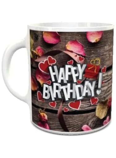 Impress Ceramic Coffee Mug with Arabic Birthday Wishes to Lover Design (White)