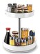 Lazy Susan Organizer, 2 Tier Height Adjustable Rotating Lazy Turntable Organization for Cabinet Kitchen Table Pantry Countertop Refrigerator Cupboard Storage(White)