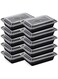 [10 Pack] Compartment Black Base with Lids Food Storage Container(28 oz) RE 28   Disposable Food Container   Meal Preparation Containers   Lunch Boxes Microwave   Freezer Safe (1 - Compartment)