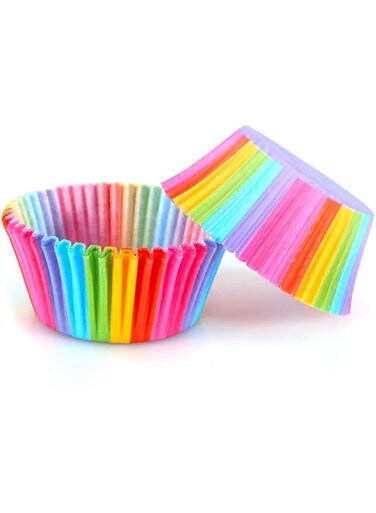 Sorandy 100Pcs Cupcake Liners Paper Cups, Muffins Cake Paper Baking Cups Cupcake Wrappers Rainbow, Colorful Disposable Cups for Candies Oven Dinner Wedding Party Birthday Supplies