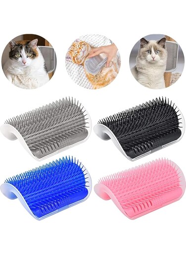 Aputue Cat Self Groomer, 4 Pack Softer Cat Corner Self Groomer for Shedding, Cat Corner Brush with Catnip Long and Short Fur Cats Dogs Kitten Puppy(Black, Pink, Grey, Blue)