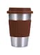 GulfDealz Stainless Steel Mug, Insulated Coffee Cup With Silicone Lids &amp; Sleeves Stainless Steel, 500ml - Brown