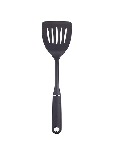 KITCHENCRAFT MasterClass Soft-Grip Nylon Slotted Turner, Carded Black 35.5 cm MCSGNWNT