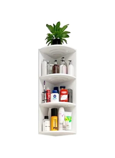 HALAMODO 4-Tier Bathroom Organizer Corner Rack (White)
