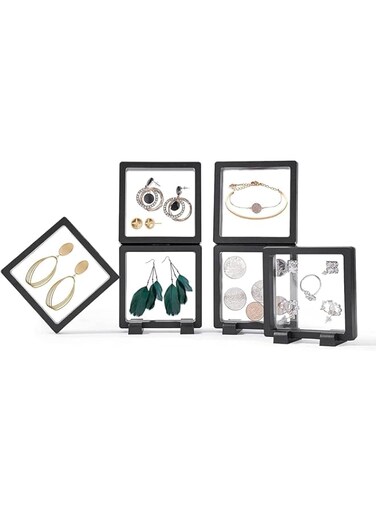 Khazna Anti Tarnish Jewelry display Organizer,6Pcs Small Portable Travel Jewelry Box for Women and Girls to Storage Rings Earrings Bracelet, 3.54 x3.54 x0.79 inches, Antioxidation and Dust-proof