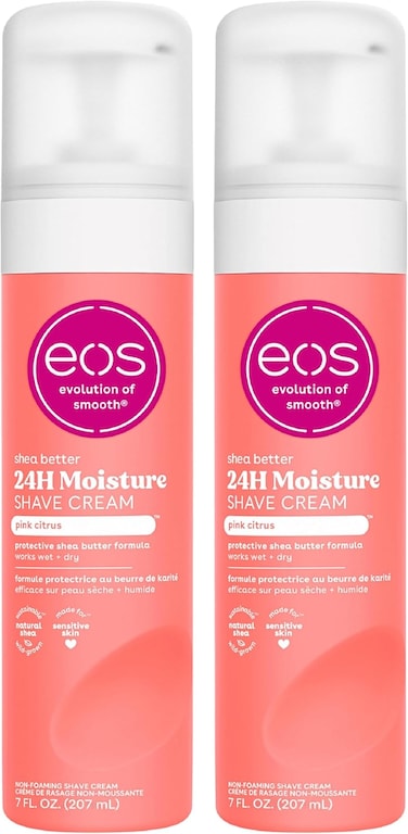 EOS Shea Better Shaving Cream- Pink Citrus, Women's Shave Cream, Skin Care, 7 Fl Oz (Pack of 2)