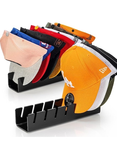 Hat Organizer For Baseball Caps 2 Packs, Acrylic Cap Storage Holder For Ball Cap, Golf Cap, Trucker Hat - Install-Free   Easy Grab   Gift Idea   Minimalist(Black)