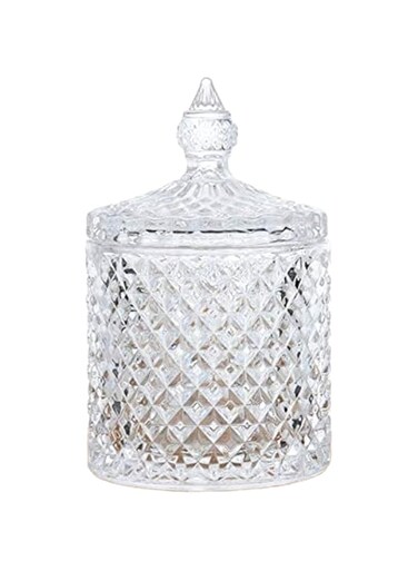 U/D Glass Candy Dish With Lid，Decorative Candy Bowl,Crystal Covered food Storage Jar,Cookie Tin.