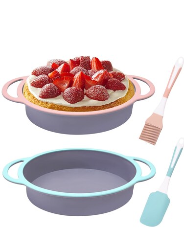 Round Cake Pans Silicone Baking Pan Round Silicone Cake Mold for Layer Cake Cheese Cake and Rainbow Cake 9 Inch Cake Pans Easy to Move Set of 2 Cake Pan