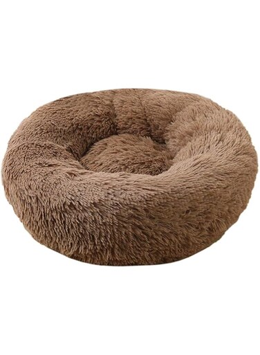 Fluffy Round Pet Bed, Warm Plush Dog and Cat Pet Bed, Warm and Calm Small Donuts, Kennel, Soft Puppy Sofa To Sleep, Color and Size To Choose From (70 CM,C)