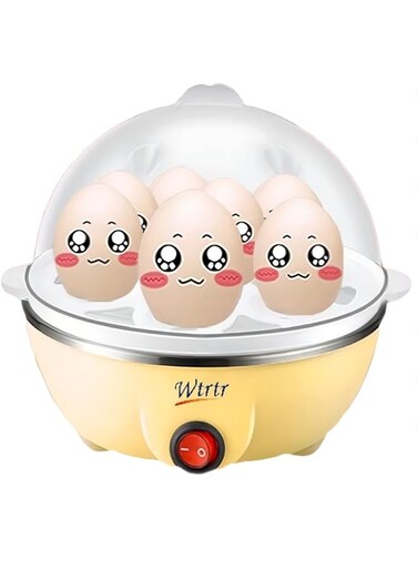 Wtrtr Egg Cooker,Multifunctional Egg Boiler Electric, Egg Steamer Maker, Egg Cooker Rapid with Auto Shut Off Feature Judith.WTR-601 (Yellow-1)
