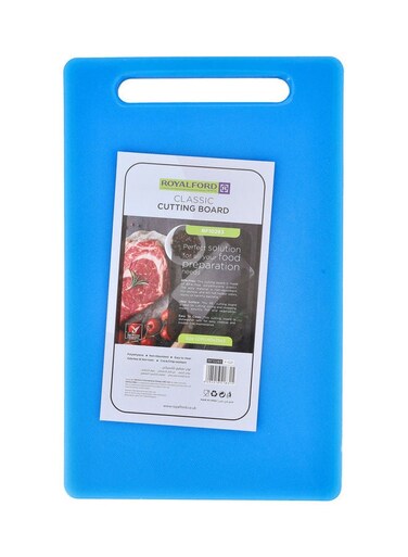 Classic Cutting Board, Polyethylene, Rf10283 - Chopping Board - Non-Absorbent, Odorless &amp; Non-Toxic - Crack/Chip Resistant - Easy Grip Handle Blue 40x25x2cm