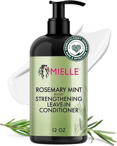 Mielle Organics Rosemary Mint Strengthening Leave-In Conditioner, Supports Hair Strength, Smooth Conditioner For Dry And Crinkled Hair, Weightless Hair Treatment