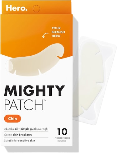 Mighty Patch Hero Cosmetics Chin - XL Contoured Hydrocolloid Chin For Blemishes And Pimples - Non-Irritating (10 Count)