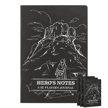 DUNGEON CRAFT DND Character Journal Notebook 3-Pack, Black, for 5E RPG