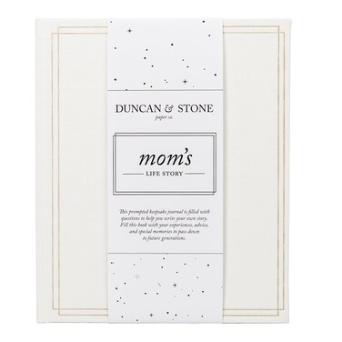 DUNCAN &amp; STONE PAPER CO. DuncanStone Mom Tell Me Your Story Journal, Linen Life Book, 85pg