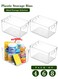 Premium Clear Plastic Storage Bins - Stackable, Durable Containers for Kitchen, Washroom, Pantry, Refrigerator and Utensils Organization