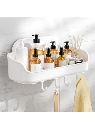 BIGTHREE Shower Caddy, Suction Shower Caddy Basket Storage Kitchen Shelf Holder Easy to Install, No-Drilling Removable, Wall Mounted Bath Organizer Shelf for Shampoo, Body Wash etc.