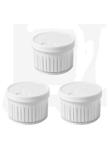 3 Pcs Sealed Storage Box for Scallions, Ginger &amp; Garlic   Multi-Purpose Containers with Lid (White)
