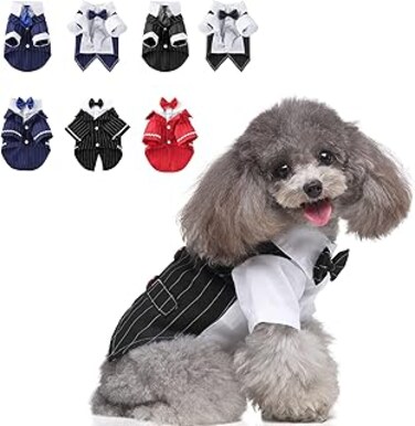 KOWVOWZ Dog Tuxedo Formal Shirt with Detachable Bow Tie Bandana, Funny Dog Costume Dog Wedding Suit, Puppy Suit Pet Costume, Doggie Costume Dogs Outfit for Party Birthday Festival (#A Black, XL)