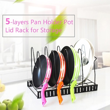 Pot Lid/Pan Holder Rack Organizer Black 38.5*4.3*21cm