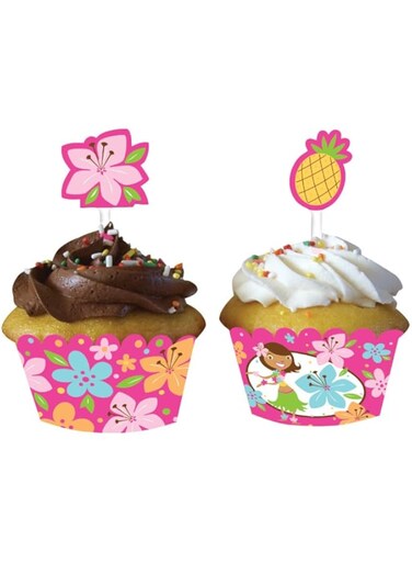 Creative Converting Pink Luau Fun Cupcake Wrappers 12-Piece