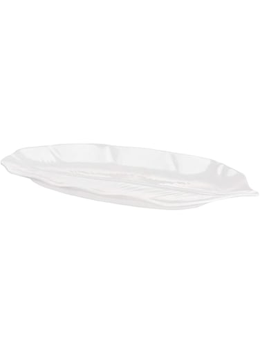 Harmony Melamine Leaf Shaped Plate 15.3'' White 39X17X3cm Ws_8057_01